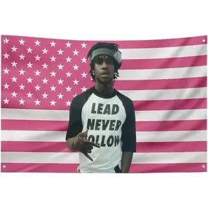 Tapestry Chief Star Keef Tapestry Pink America Funny Cameron Flag Poster with 4 Brass Grommets for College Dorm Decor, Room Decor Merch Gift 35x59 in Decoration Items Modern Stripe Design
