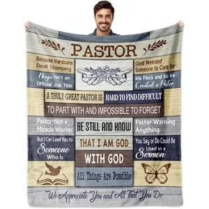 Flannel Blanket |Christian Pastor Soft Flannel Throw Blanket, Warm Religious Appreciation Gifts For Men, Perfect For Birthday Father's Day Christmas Church Home Bed Couch Decor| Home & Gift