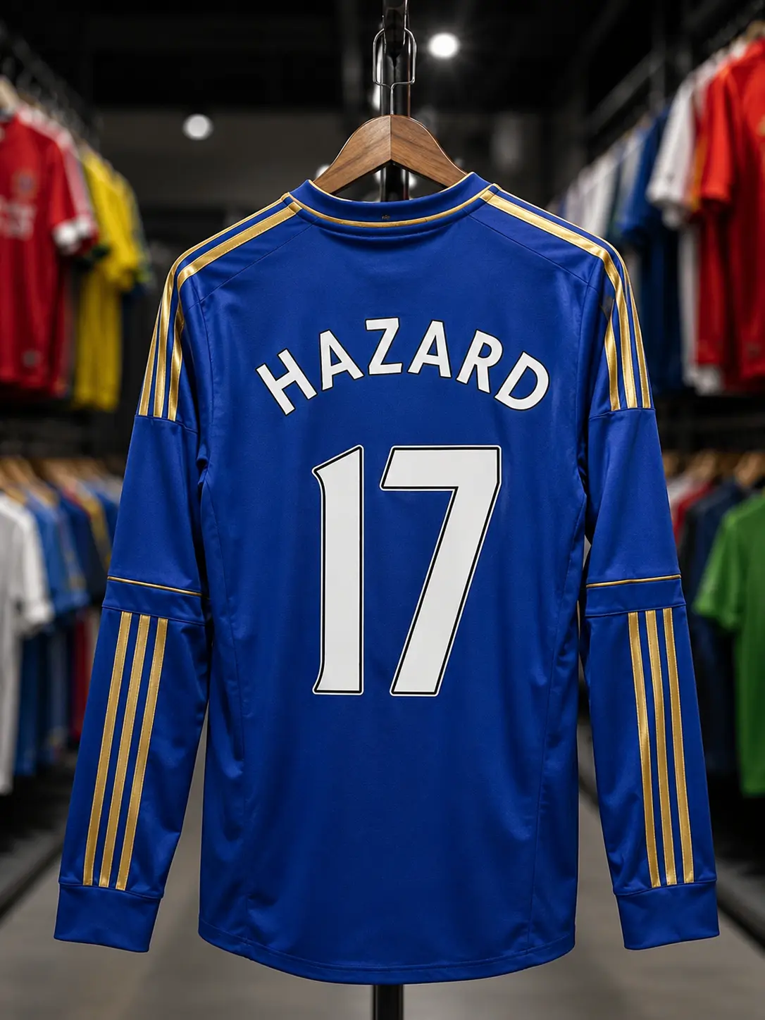 2010 Blue Retro Football Shirt Number 17 Long Sleeve Full Logo