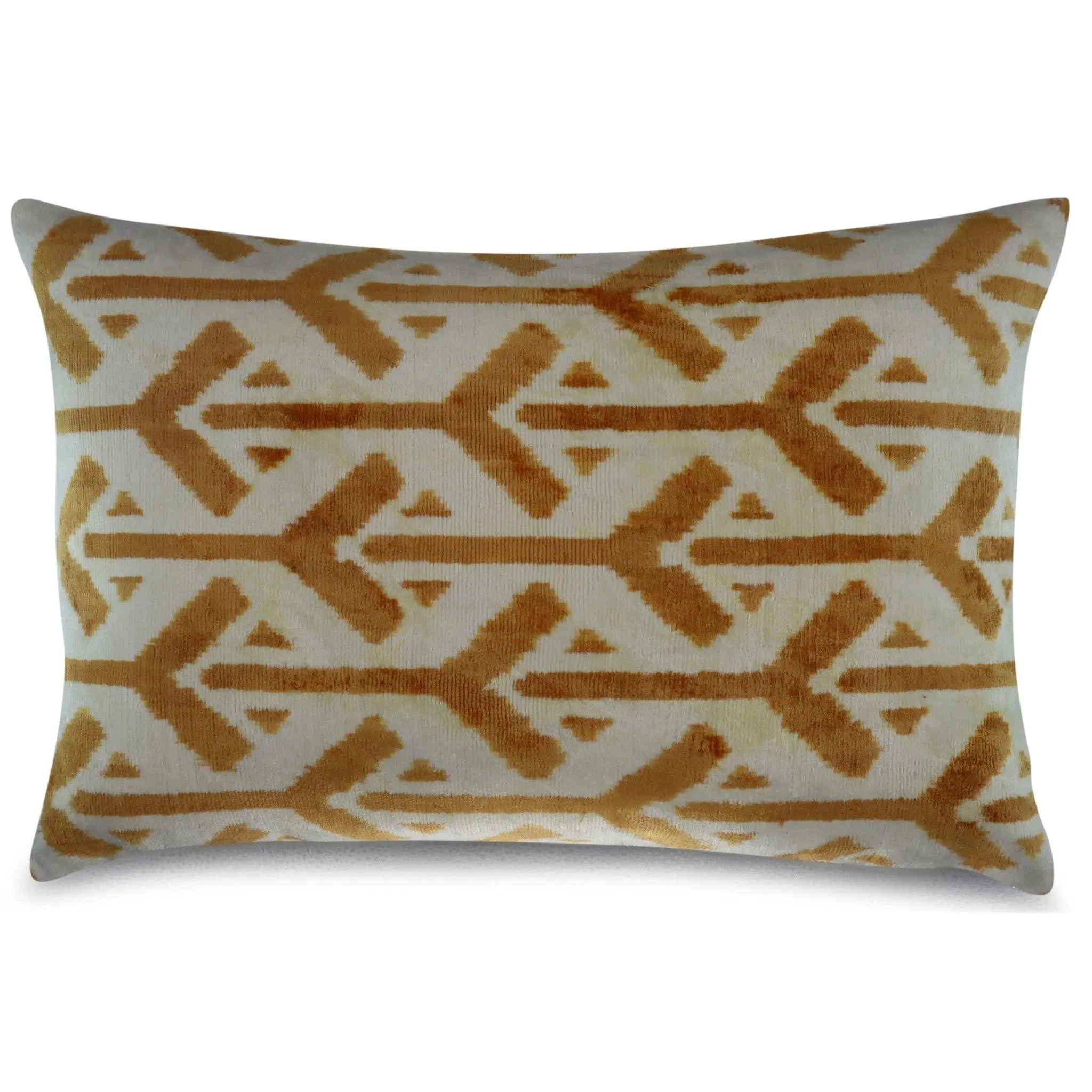 Canvello Gold Ivory Handmade 16x24 Silk Velvet Pillow, Organic Veg Dyed, Down/Feather Filled