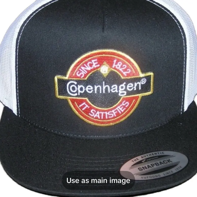 Copenhagen Logo Embroidered Patch Curved Bill Trucker Hat - Adjustable Cotton Mesh Snapback, Casual Unisex Adults Gift, Men's Accessories, Sports & Outdoor Beach Wear Headwear, Mens Hats, Baseball Trucker Hat
