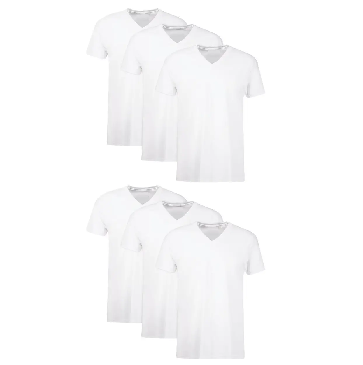 Men's Cotton V-Neck Undershirt Pack with Odor Control, Moisture-Wicking, 6-Pack