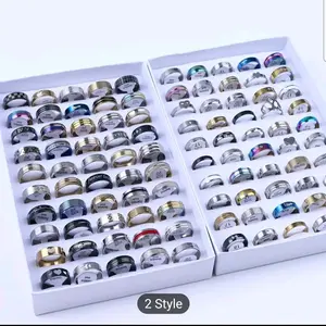 20 Count Wholesale Stainless Steel Rings  - Assorted sizes and style Sets for Men & Women