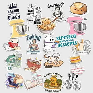 Sticker Pack 20 Baking Lover Vinyl Sticker, Home Baker Kitchen Hobby Decal for Laptop Mixer