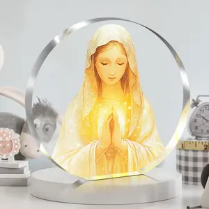 Golden Virgin Mary Praying Acrylic Plaque, Charming Christian Wall Art, Perfect Christmas Gift, Inspiring Home & Office Decoration, Religious Home Decor, Stylish Religious Decor
