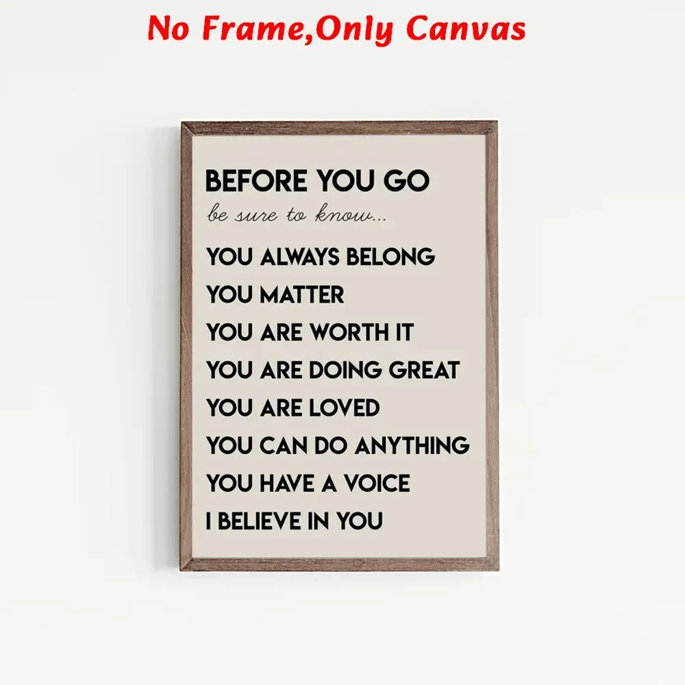 1 piece/set, inspirational wall art, quote poster, home decor, bedroom decor, living room art, canvas print poster, frameless, 2D flat