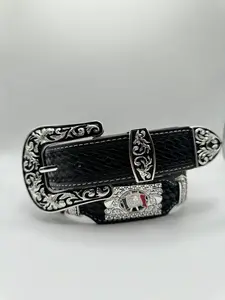 Belt- Mexico Flag Concho Belt Black