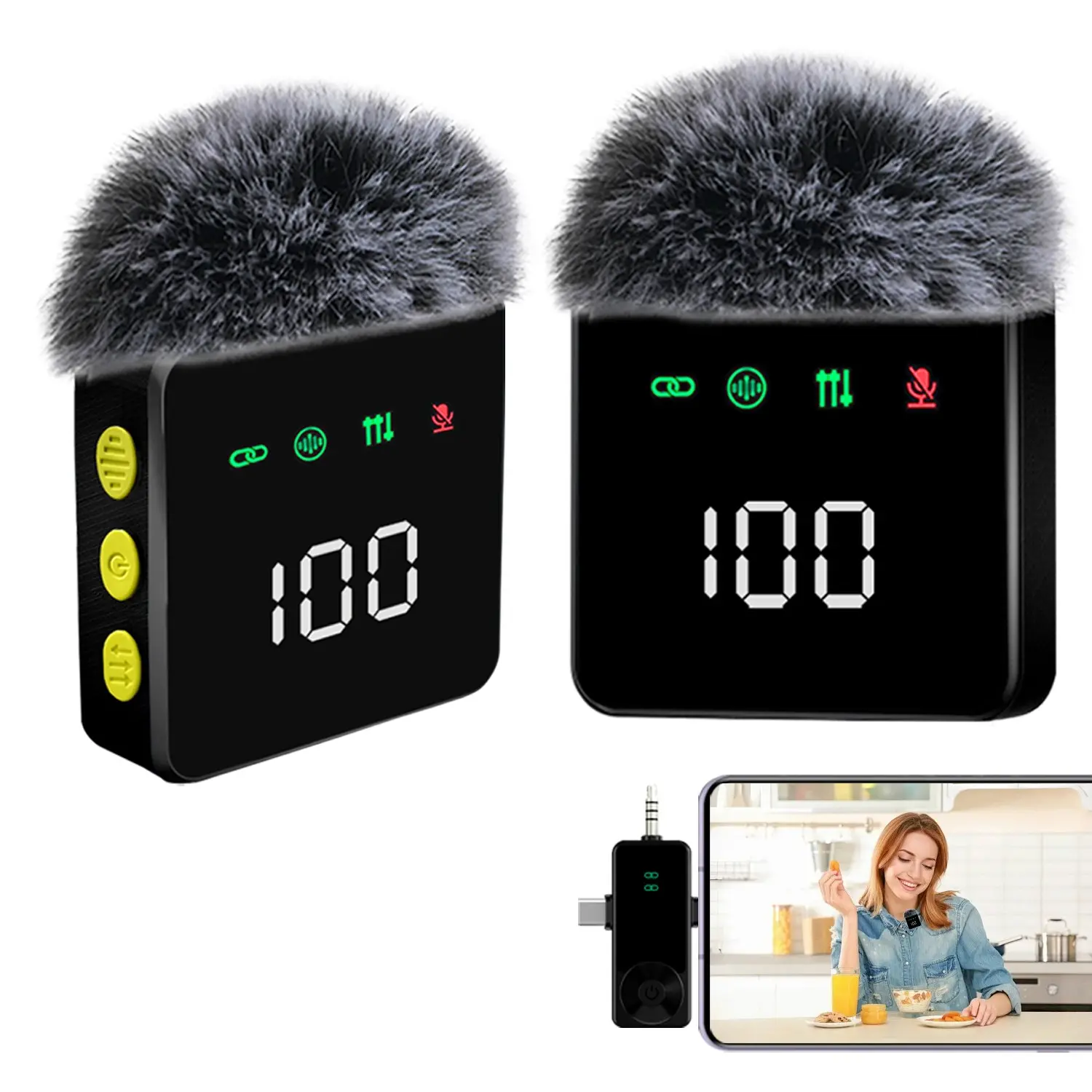 Wireless Lavalier Microphone, 1 Set USB Rechargeable Wireless Microphone, Lapel Mic for Video Recording, Teaching, Interviews, Podcast, Conference, Vlog, Audio