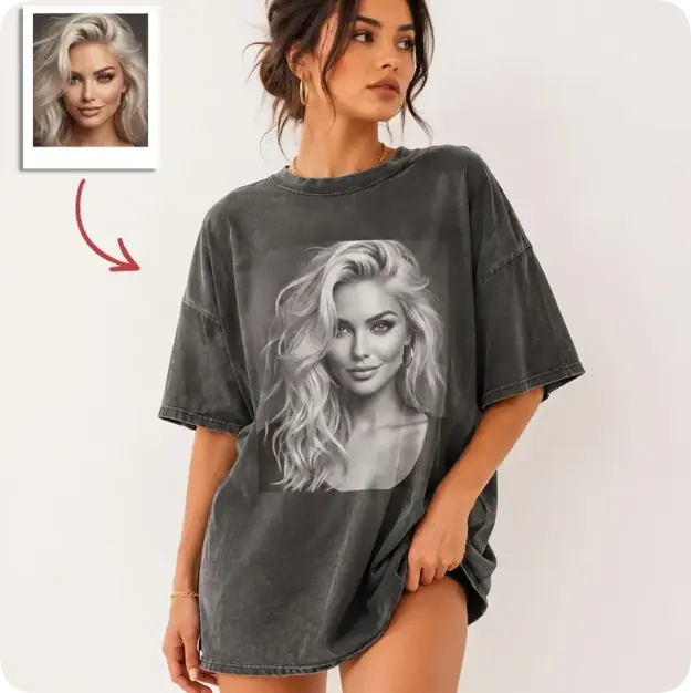 Custom Photo Vintage T-Shirt, Personalized Your Own Picture Graphic Tee, Personalized Picture Tee, Girlfriend or Boyfriend