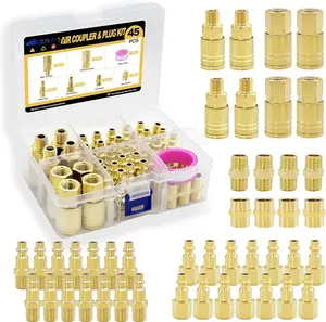 45 count Air Coupler Plug Kit 1/4NPT Air Tool Fittings Quick Connect Air Hose Fittings Compressor Accessories Connectors