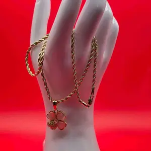 Stainless Steel Torsal Chain with Flower Pendant for Women