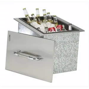 212 MAIN Stainless Steel Drop-In Ice Chest with Cover, Drain, Sealed Trim, Double Wall, Containers