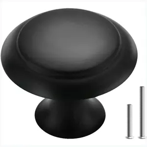 10PCS Cabinet Knobs for Dresser Drawers,1.2 Inch Premium and Elegant Matte Black Round Cabinet Knobs,Modern Single Hole Single Zinc Alloy Handle,Drawer Pulls,Dresser Door Knobs