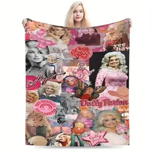 Dolly Parton Blanket - Soft Flannel All-Season Sofa, Bed, Camping, and Office Decoration - Pink and Blonde Design, Country Music Legend Portrait, Perfect Gift for Fans, Essential for Home, Dorm, or Travel - Warm and Cozy Decorative Blanket