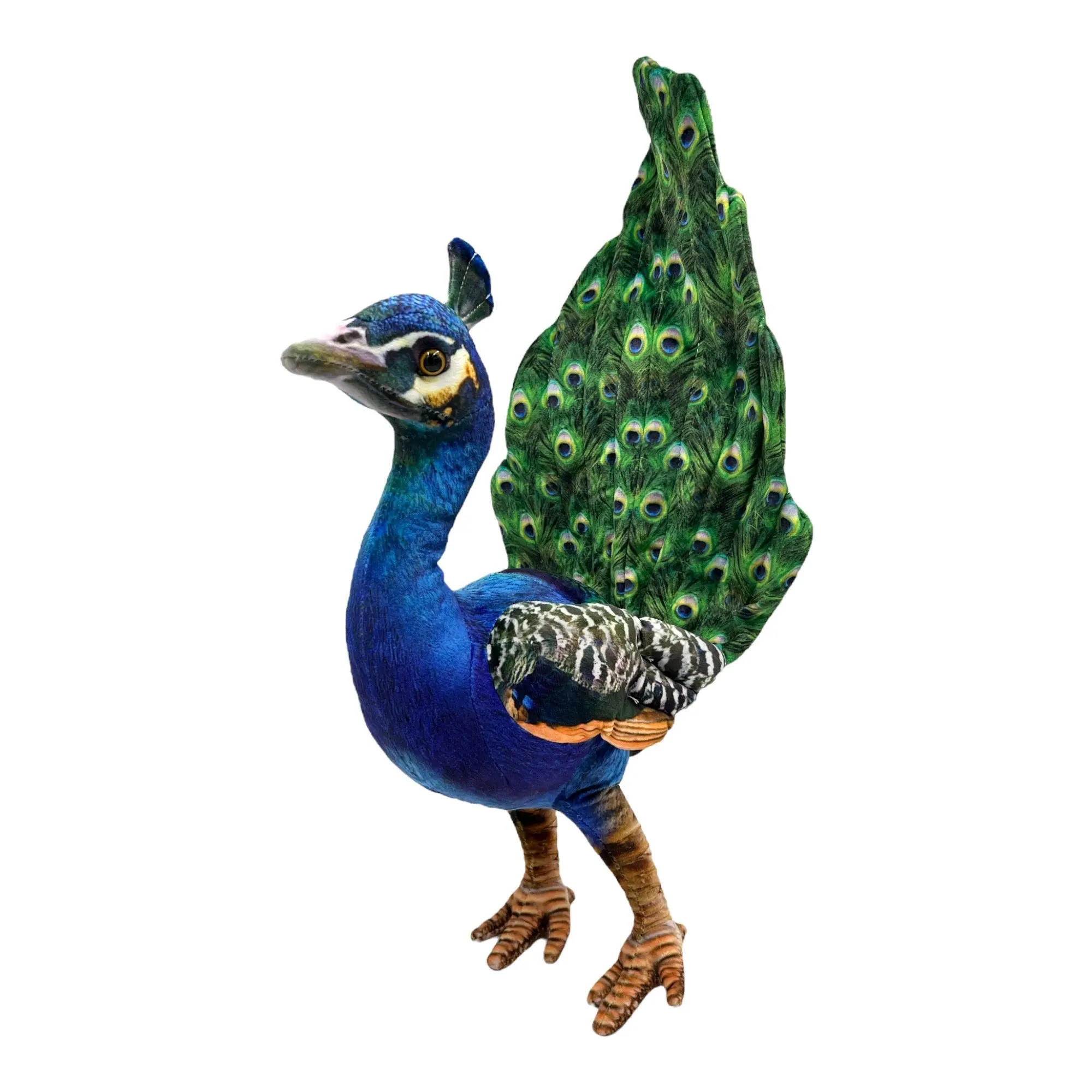 Peacock Plush with Articulated Tail Feathers - 26 Inches Long