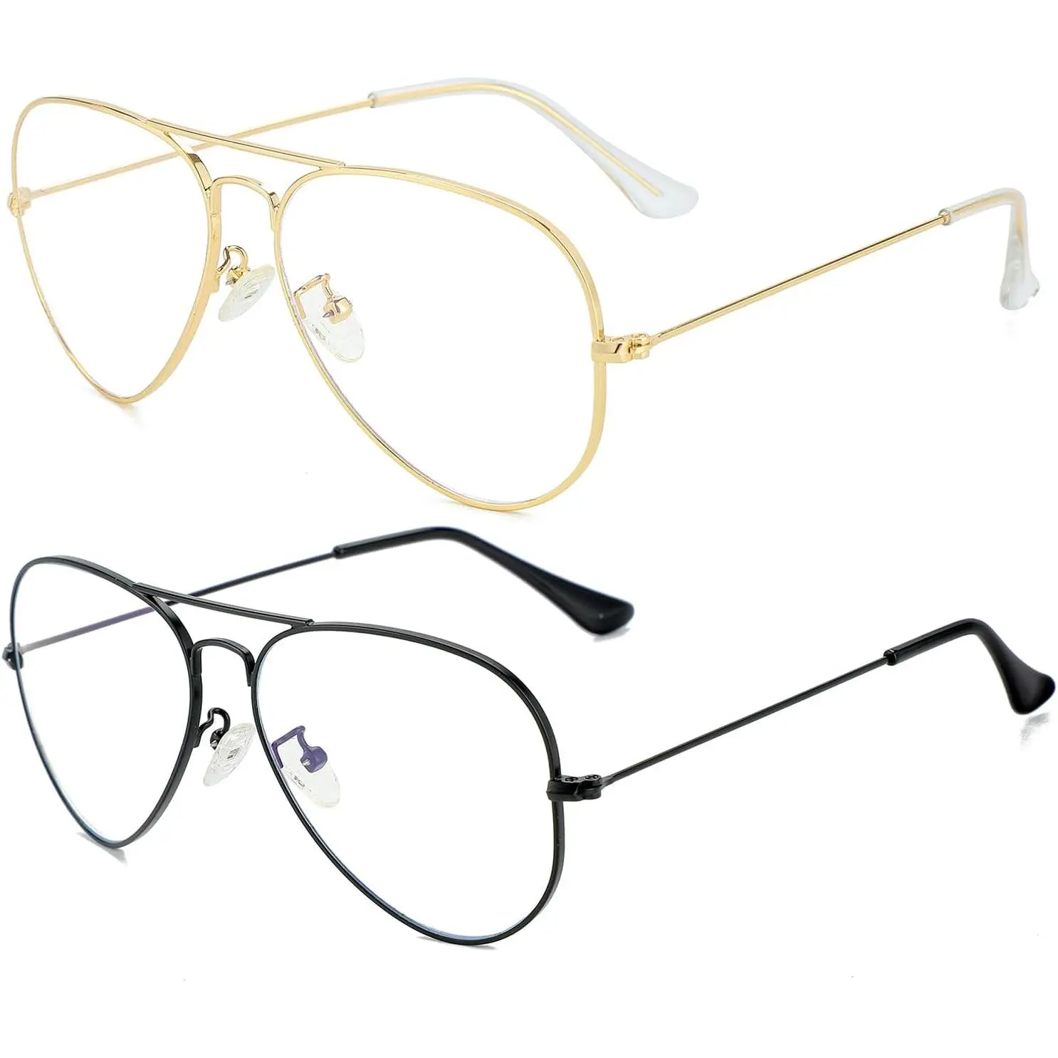 Blue Light Aviator Glasses for Women Men, Metal Frame Anti Blue Light Lens  Glasses