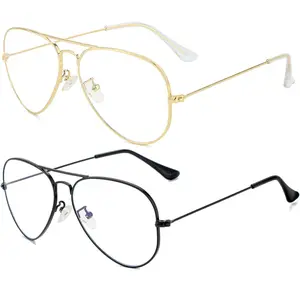 Blue Light Aviator Glasses for Women Men, Metal Frame Anti Blue Light Lens  Glasses