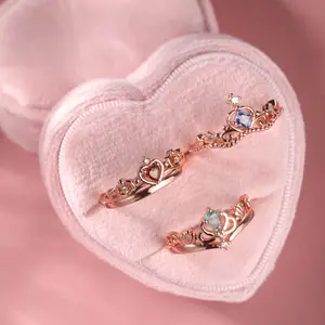 themed rose gold ring , adjustable ring , Heart shape stone ring , mermaid, sailormoon ring, angel ring, rose gold open ring