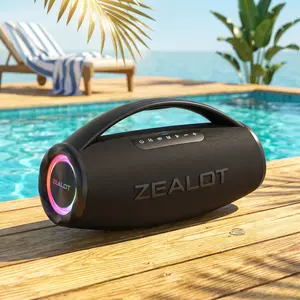 120W Maximum power【ZEALOTs 】 portable wireless speaker with 80W, high fidelity sound effects, RGB ambient lighting, IPX6 waterproof, TWS pairing, bidirectional fast charging 16000mAh, supports 10 hours of continuous playback. Ideal choice for family, car