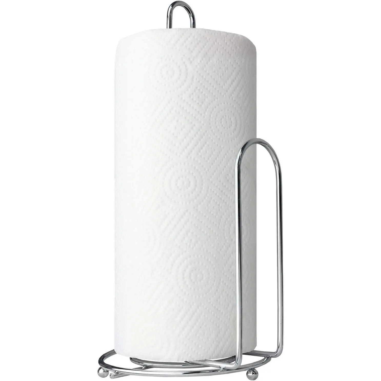 -Handed  Paper Towel Dispenser, Modern Chrome Countertop Paper Towel Holder