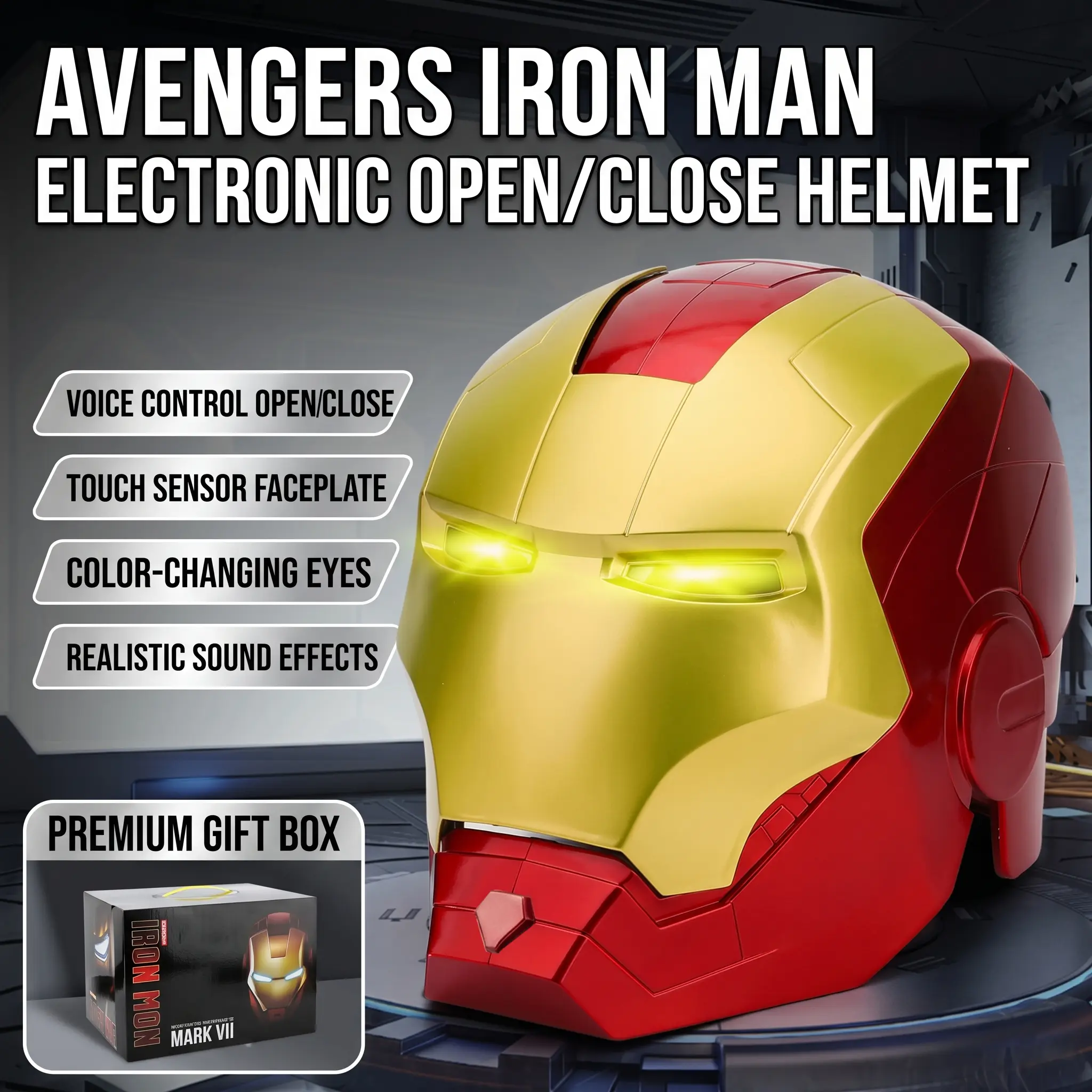 Cool Hero Mask Remote Control Skin-friendly Red &BlueLights Perfect for Cosplay, Halloween, Festivals, Parties-26cm x 19cm x 11cm - Plastic Material