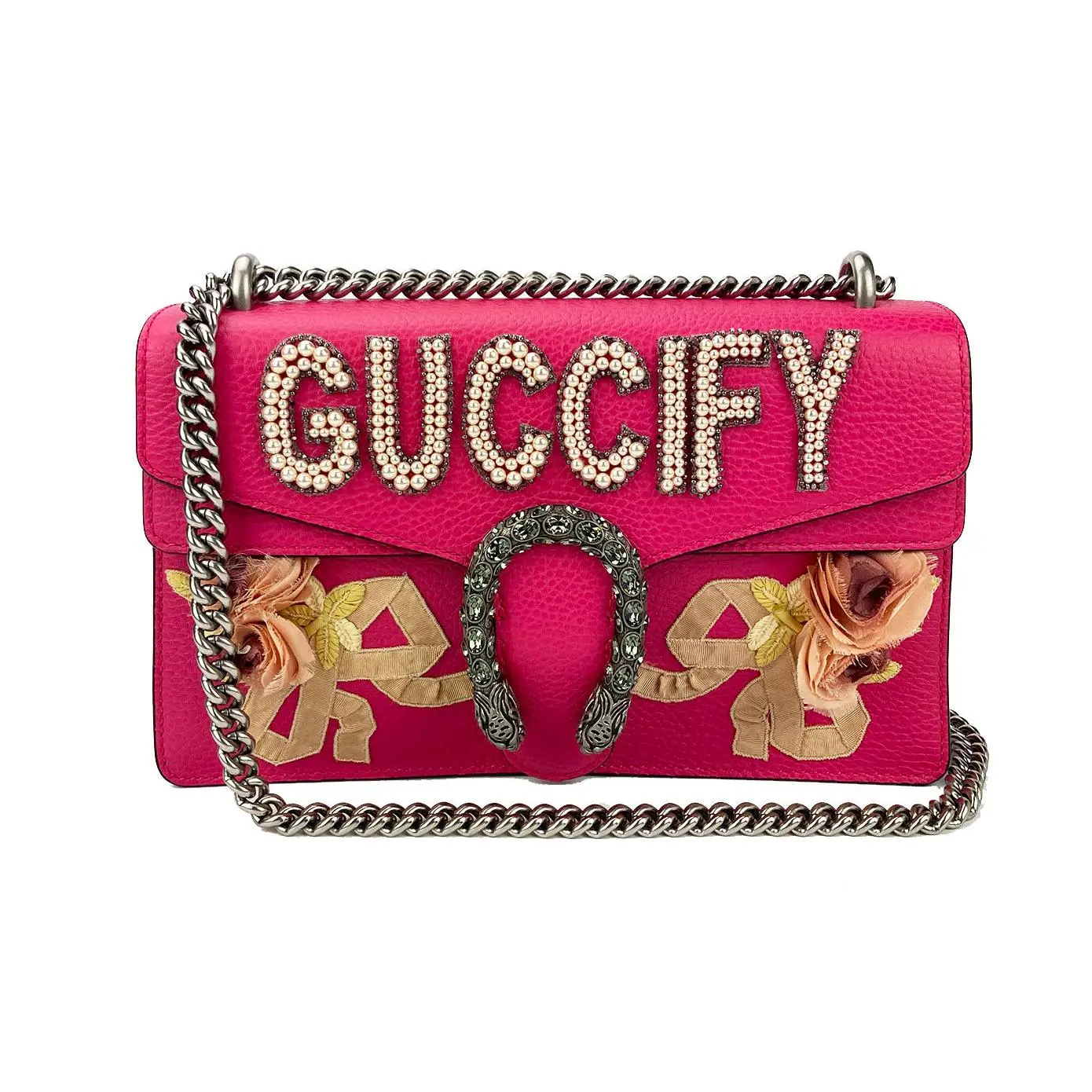 Pre-owned GUCCI Pebbled Leather Shoulder Bags Dionysus Pink Guccify Small Shoulder Bag NWOT