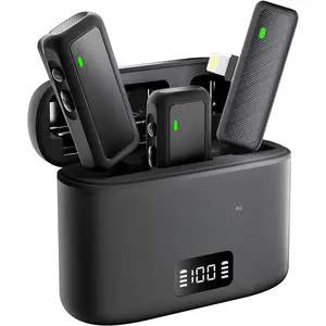 2 Pack Mini  Lavalier Microphone for  Android,  Case, 130ft Range,  Noise Cancellation, CD-Quality Sound for Video Recording Vlogging Podcast