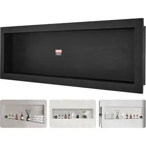 VEVOR Shower Niche Ready for Tile 16x 32, Double Shelf Organizer, Square Corners Wall - inserted Niche Recessed, Sealed Protection Modern Soap Storage Niche for Shower Bathroom, BlackVEVOR Super Brand Day