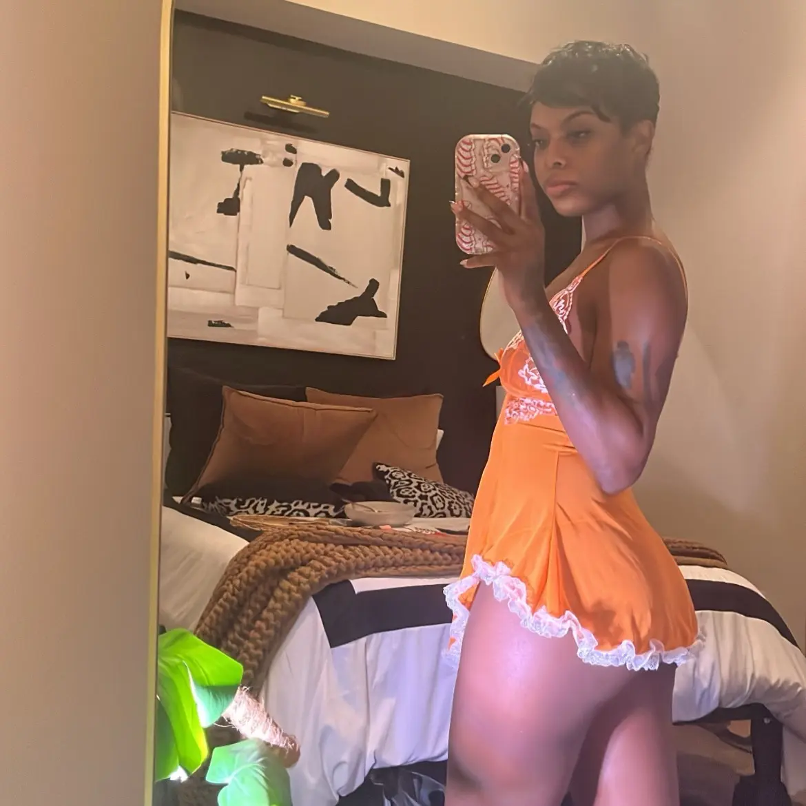 Dream Darling Orange sheet night gown with thong