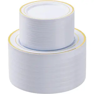 200 count  Plastic Plates Set, 100 10.25 inch Dinner Plate and 100 7.5 inch Dessert Plates,  Disposable Plates for Party, Wedding