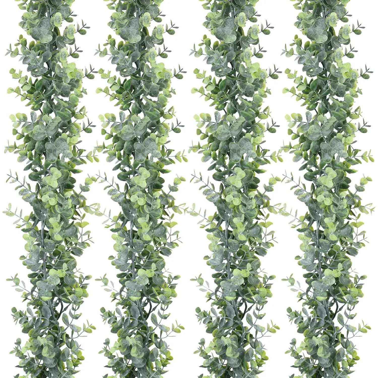 4 Pack Faux Eucalyptus Garland , Artificial Vines Hanging Eucalyptus Leaves Greenery Garland for Wedding Backdrop Arch Wall Decor, 6 / UV Protected Indoor Outdoor