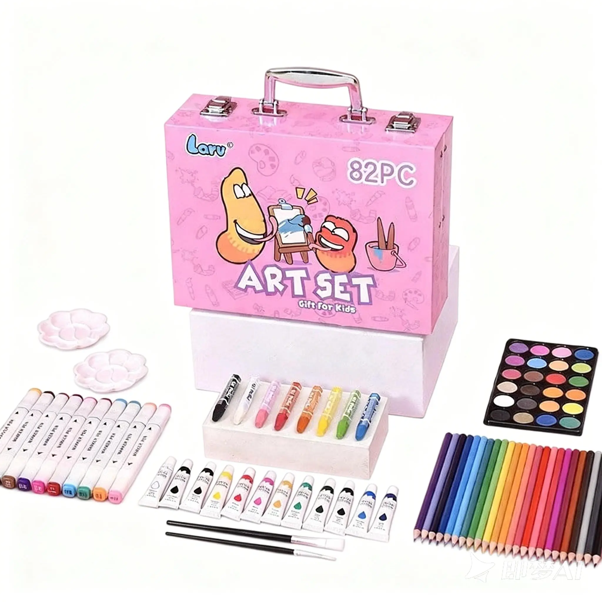 All-In-One Art Kit 82PC Markers Pencils Crayons Watercolor Paints Palette Brushes Valentine's Day Gifts for Beginners Art Drawing Supplies Art Materials
