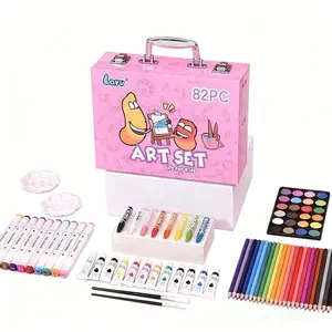 All-In-One Art Kit 82PC Markers Pencils Crayons Watercolor Paints Palette Brushes Valentine's Day Gifts for Beginners