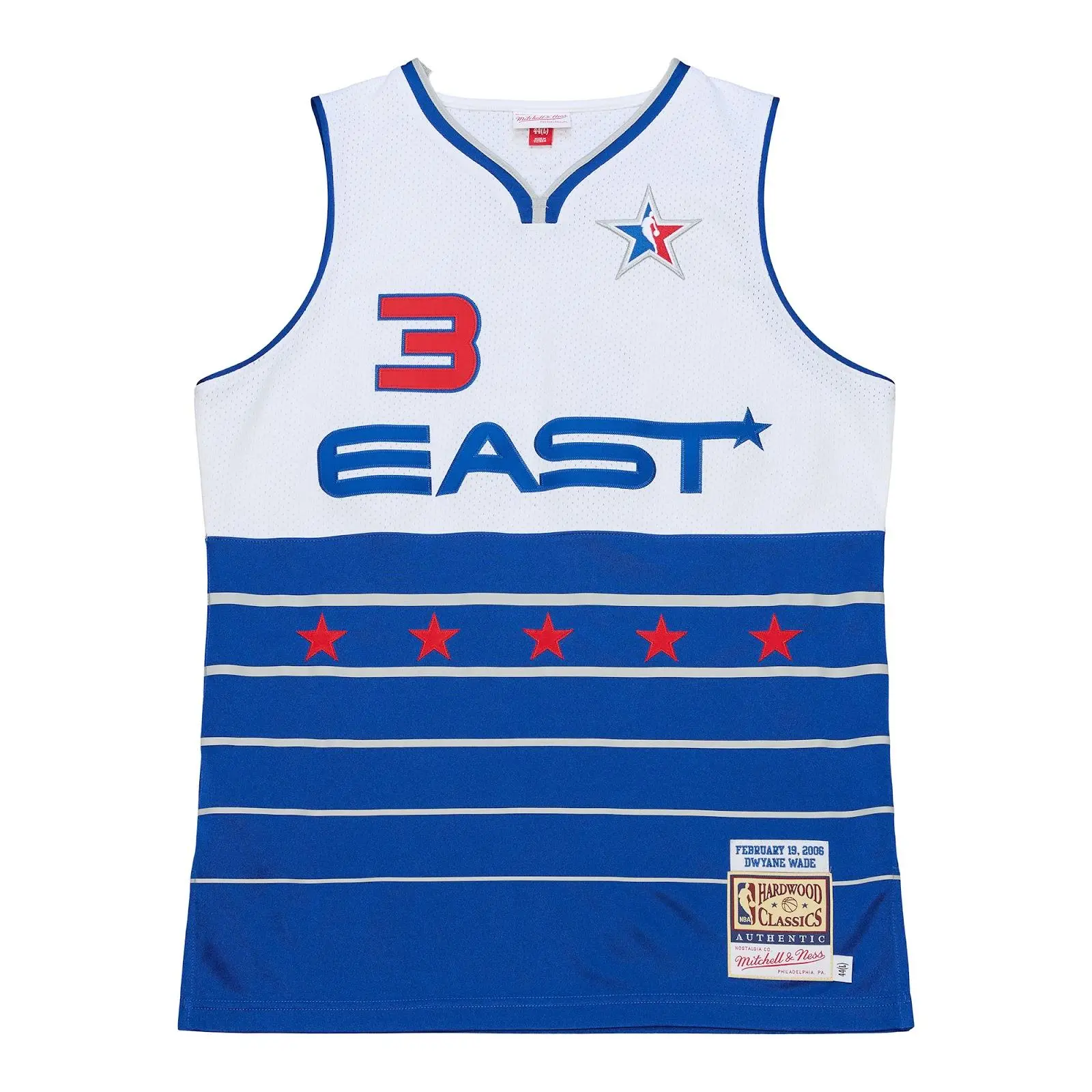Dwyane Wade 2006 NBA All-Star Game White/Blue Authentic Jersey Throwback Basketball Hardwood Classics Fan Gear Mitchell & Ness