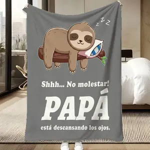Spanish Sloth Blanket for Dad, Do Not Disturb Napping Sloth Print, Soft Fleece Throw, Perfect for Bed, Couch, Camping, Funny Father's Day Gift Idea