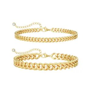 Silver Ankle Bracelet Set for Women, Bold Metal Cuban Link Chains, Waterproof Beachy Layered Jewelry Gift for Summer, Bold Metal Anklets