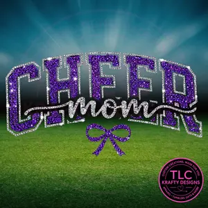 PREORDER XL Cheer Mom Purple Rhinestone Patch – Cheer Apparel Iron-On/ Sew-On Patch