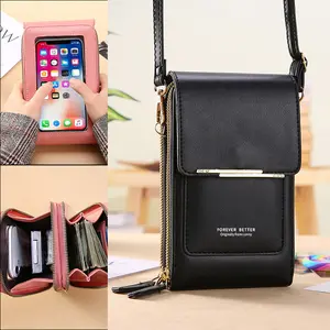 Touchscreen-compatible phone bag for women, cute small crossbody bag for holding mobile phones, fashionable key and coin purse, vertical style
