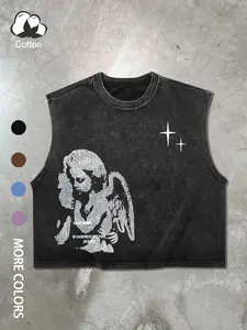Pure Cotton Fabric, Comfortable and Breathable, Washed, Angel Print, Casual Style, Summer Wear, Unique and Stylish