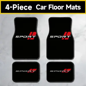 SPORT Style Car Floor Mats, 4-Piece Universal Set for Cars, Trucks & SUVs, Red, White & Yellow Color Options, Non-Slip Base, Durable Stain-Resistant Fabric, Racing Inspired Auto Interior Accessories for Men and Women
