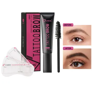 Brow Dye Color Cream Set: Long-Lasting Eyebrow Tinting Cream (Included Brow Stencil + Applicator Brush)