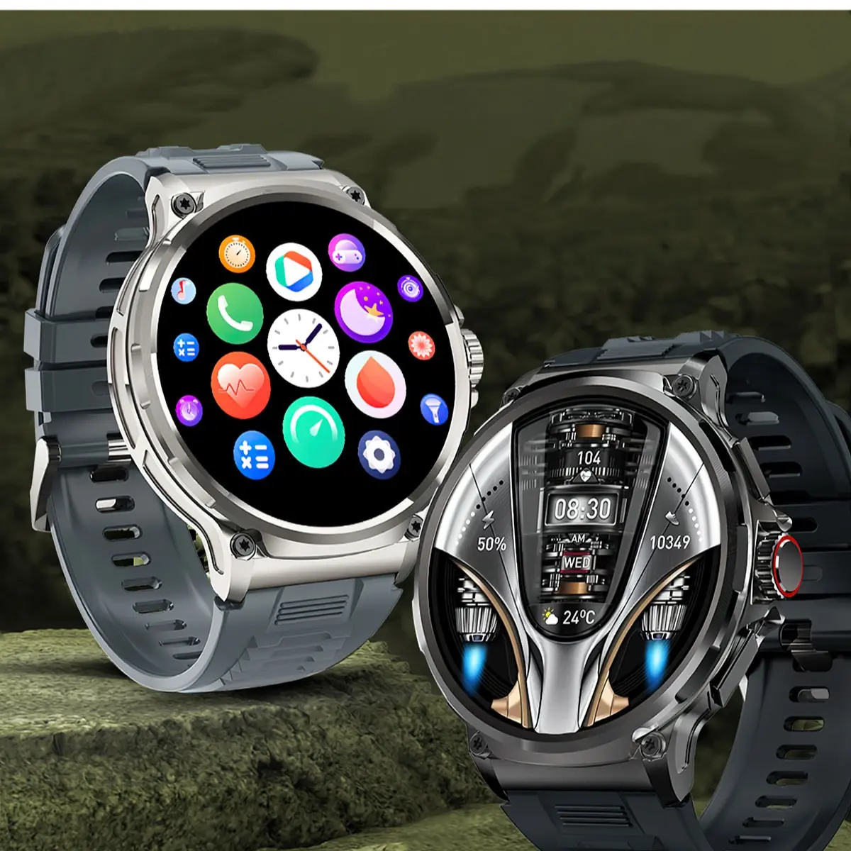 V69 Silicone Android Running Watch - 1.85-in HD Touch Screen Watch, 128MB Tracker, Multiple Sports Modes, Bluetooth Calling, Music Player, Calorie Tracking, Text Reminders, Health & Sleep Monitoring, Sports Trajectory, Water-Resistant Wearable Gift