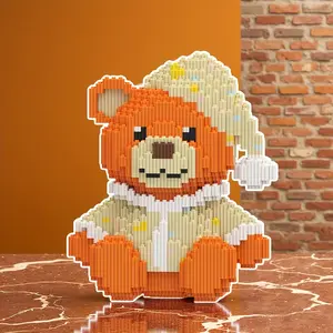 6000pcs Sleepwear Lucky Bear 3D Puzzle Building Blocks Creative Decoration, Birthday/halloween/festive Gift Idea, Perfect Surprise Present
