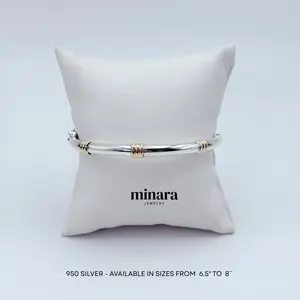 950 Silver Bracelet with Donut Design and Gold Accents for Special Occasions and Everyday Wear