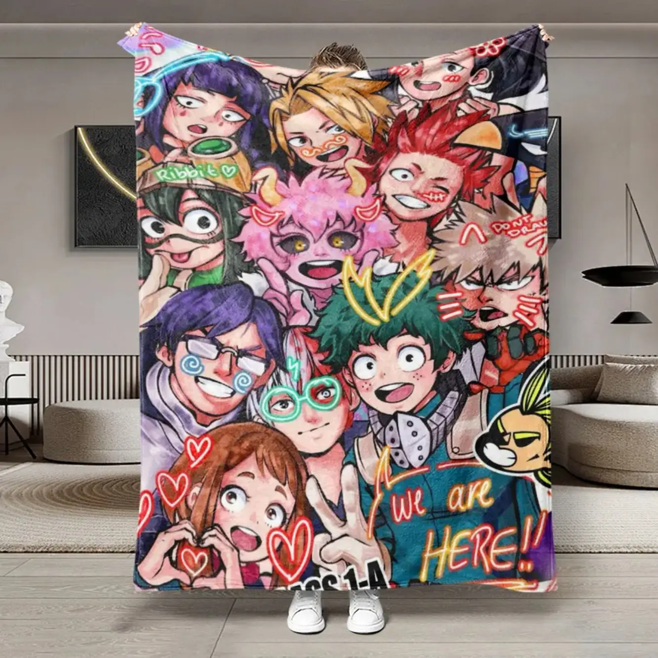 My Hero Academia Anime-Themed Graphic Flannel Throw Blanket, Soft Lightweight Warm, All-Season Cozy Plush for Bedroom, Camping, Ideal Gift for Anime Fans Teens Adults Birthday, Anime-Themed Graphic Blankets