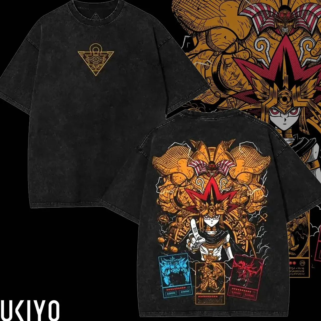 God Card exodia ra obelisk osiris Yugioh Yu-gi-oh Monster Card Yugi Muto anime manga game 2 sided Washed Tshirt, Hoodie unisex graphic tee 90s Cotton shirt Top 6S5