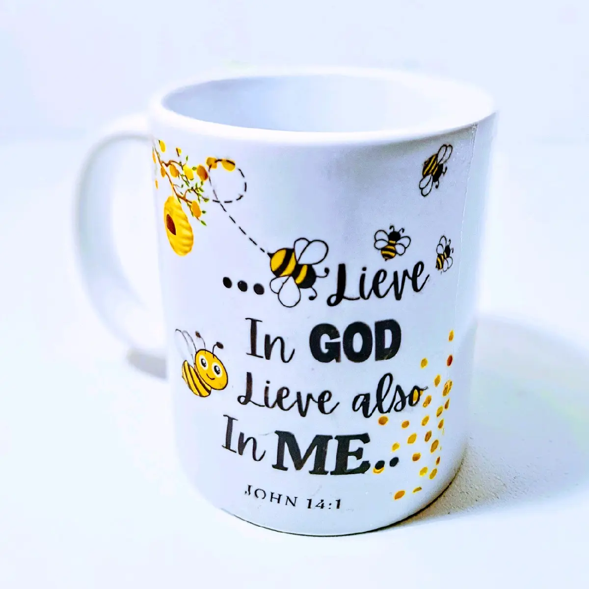 Customizable John 14: 1 Teacup 11 oz - Personalized Tea Cup Coffee Mug Reusable Washable tea cup