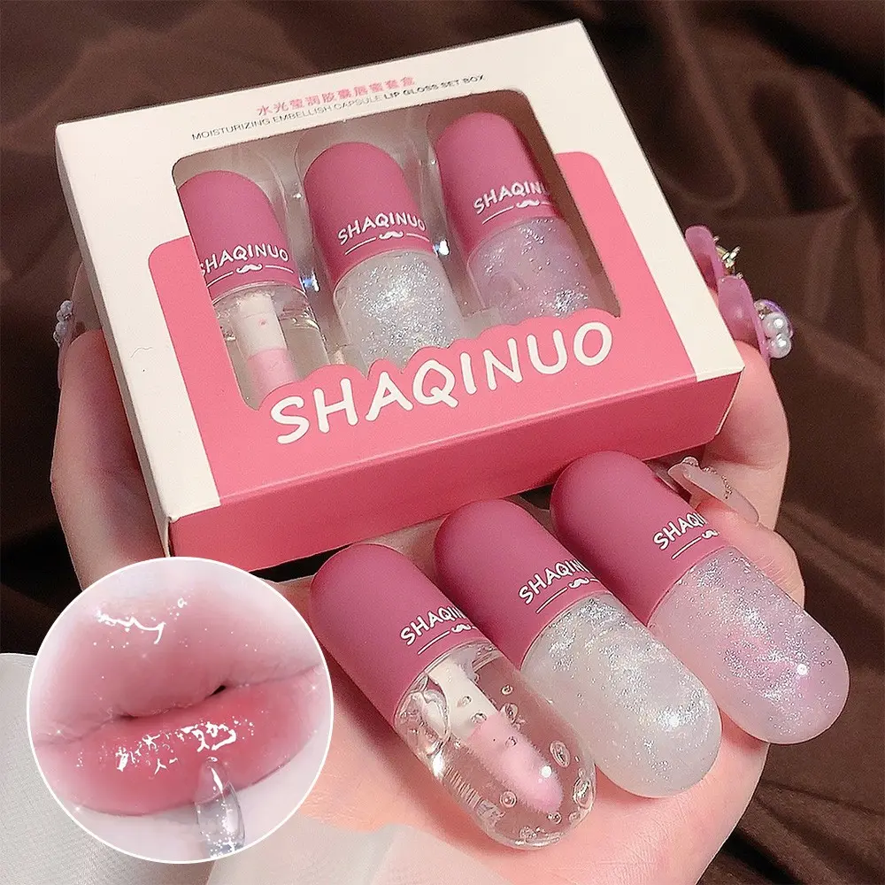 Water-Proof Lip Glaze Set, Mini Capsule Design, Shimmering Pearl Finish, Long-Lasting Mirror-Like Gloss, Fast-Drying Liquid Lipstick, Lipgloss