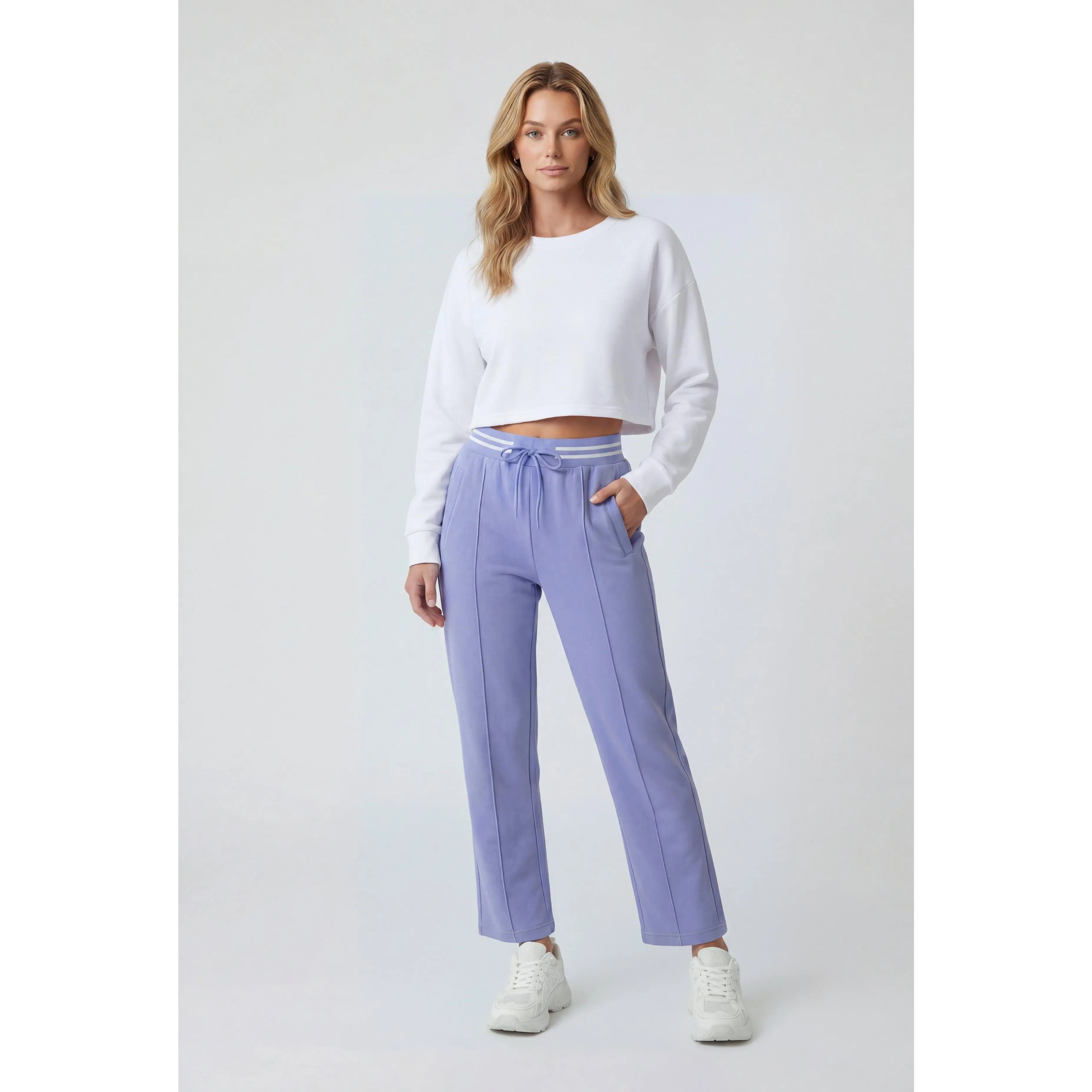 Pintuck Straight-Leg Sweatpants