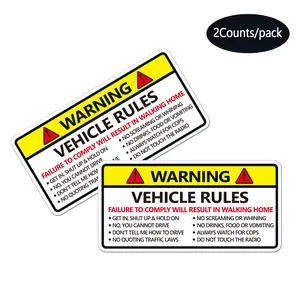 Car Warning Rule Sticker, Self Adhesive Car Sticker, Waterproof Car Exterior Decal for Car Window Bumper, Universal Car Accessories, Sticker for Cars, Car Decals